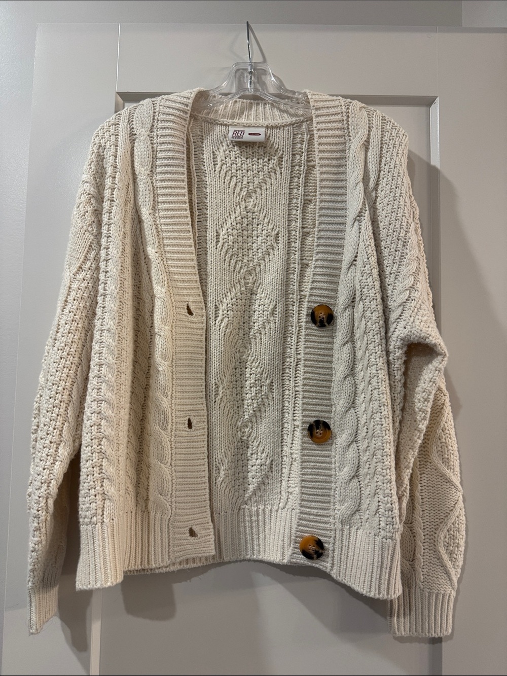 Taylor Swift Red Cable-Knit Button Cardigan Sweater